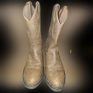 Mens Justin Boots Brown Cowboy JB1100 Western Ranch EUC Size 10D Leather Rodeo